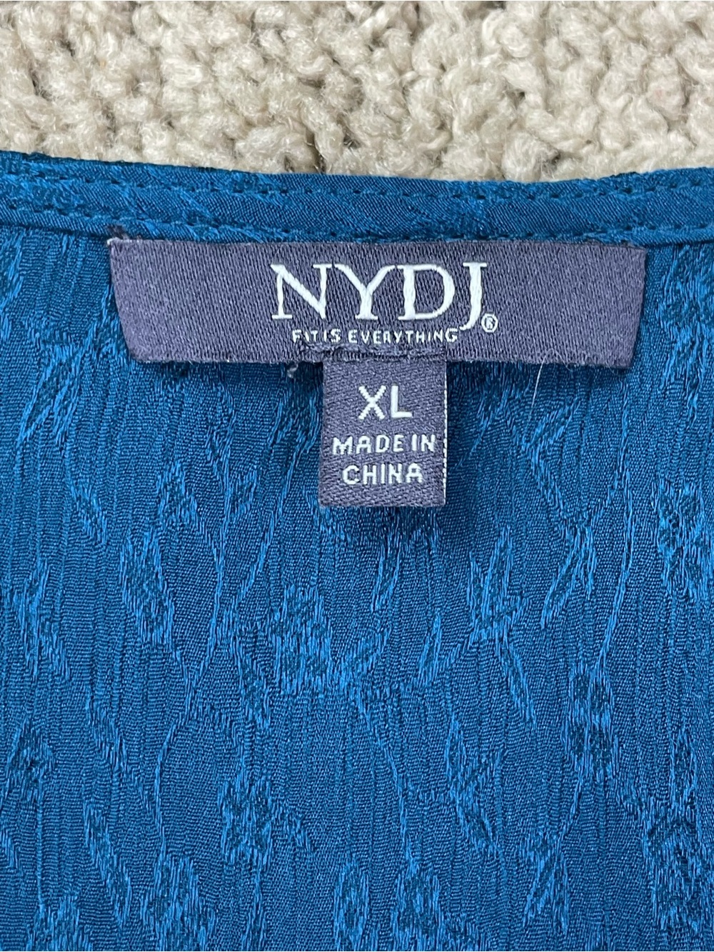 NYDJ Teal Ruffle Split-Sleeve Blouse - Picture 4 of 16
